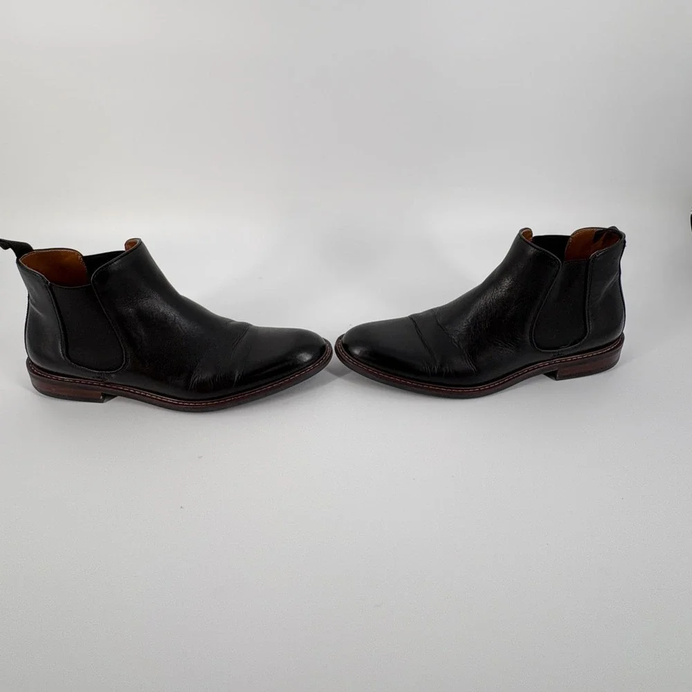 Nordstrom Mens Shop Chelsea Boots Men 10 Black Leather Elastic Gore Pull On